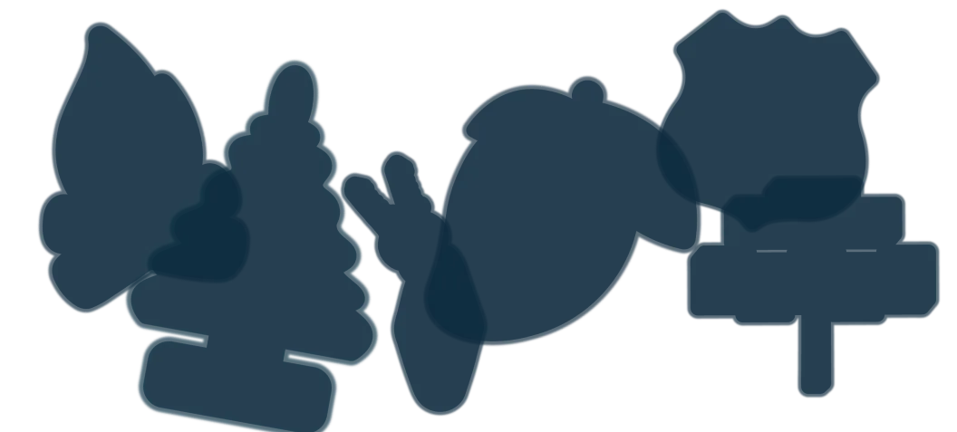 Dark silhouettes of app stickers