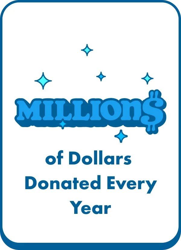 Millions of Dollars Donated Every Year