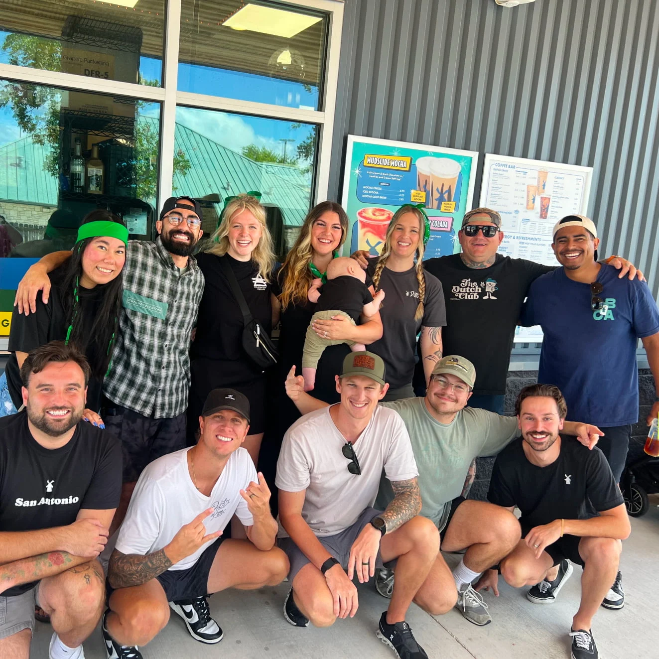 group of people outside a dutch bros