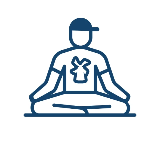 person with legs crossed icon