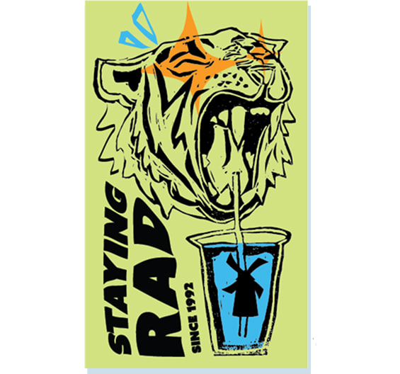 tiger design drinking a dutch bros drink