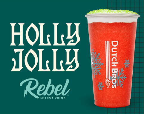 Dutch Bros Rebel Energy drink Holly Jolly 