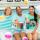 summer social drinks, mudslide mocha, strawberry colada and blue lagoon with strawberry