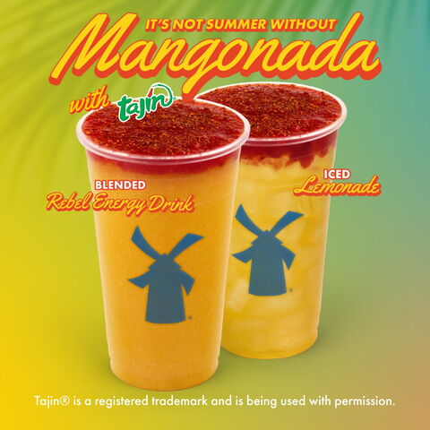 its not summer without mangonada with tajin, iced lemonade and rebel