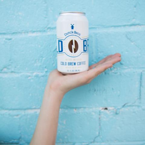 A can of Dutch Bros cold brew is shown