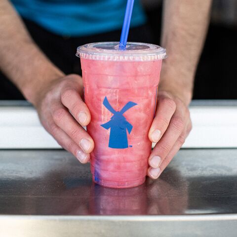 A blended rebel energy drink from Dutch Bros is shown 