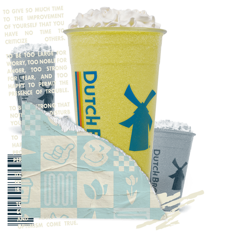Dutch Bros refreshing frozen drink with whipped cream topping