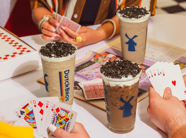 A trio of Dutch Bros Chocolate Crunch drinks